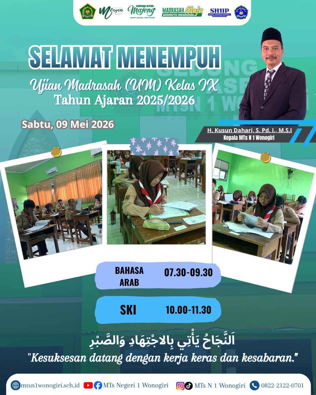 Tak Ada Kata Menyerah! Siswa MTsN 1 Wonogiri Hadapi Ujian Madrasah  