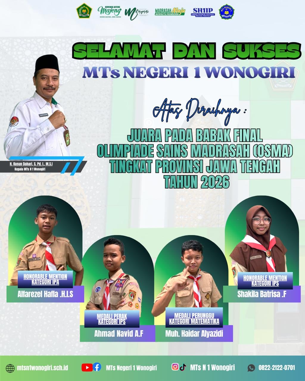Menembus Persaingan Ketat, Peserta MTs Negeri 1 Wonogiri Torehkan Prestasi di OSMA