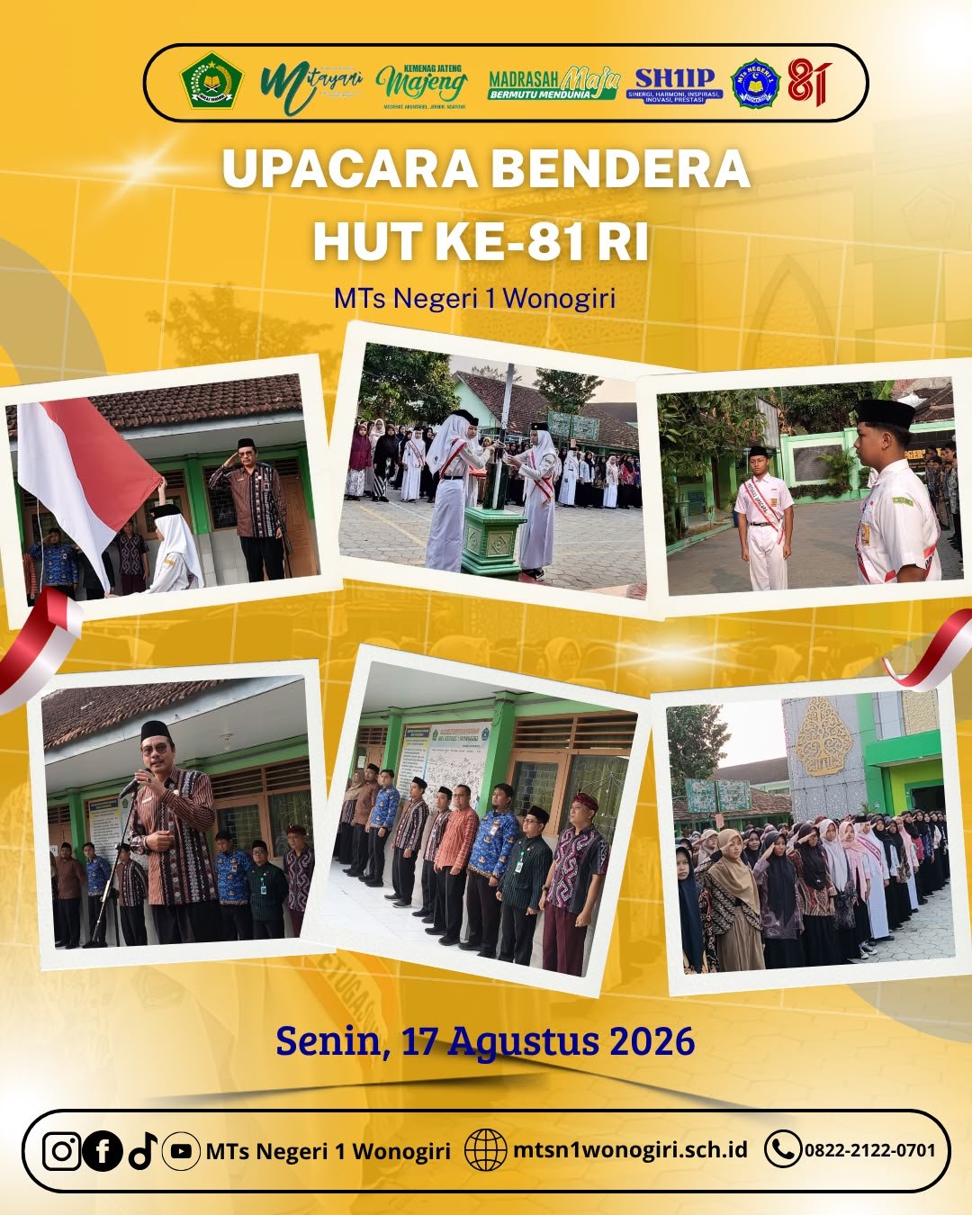 Semangat Nasionalisme dan Patriotisme Warnai Peringatan HUT ke-81 RI di MTsN 1 Wonogiri 