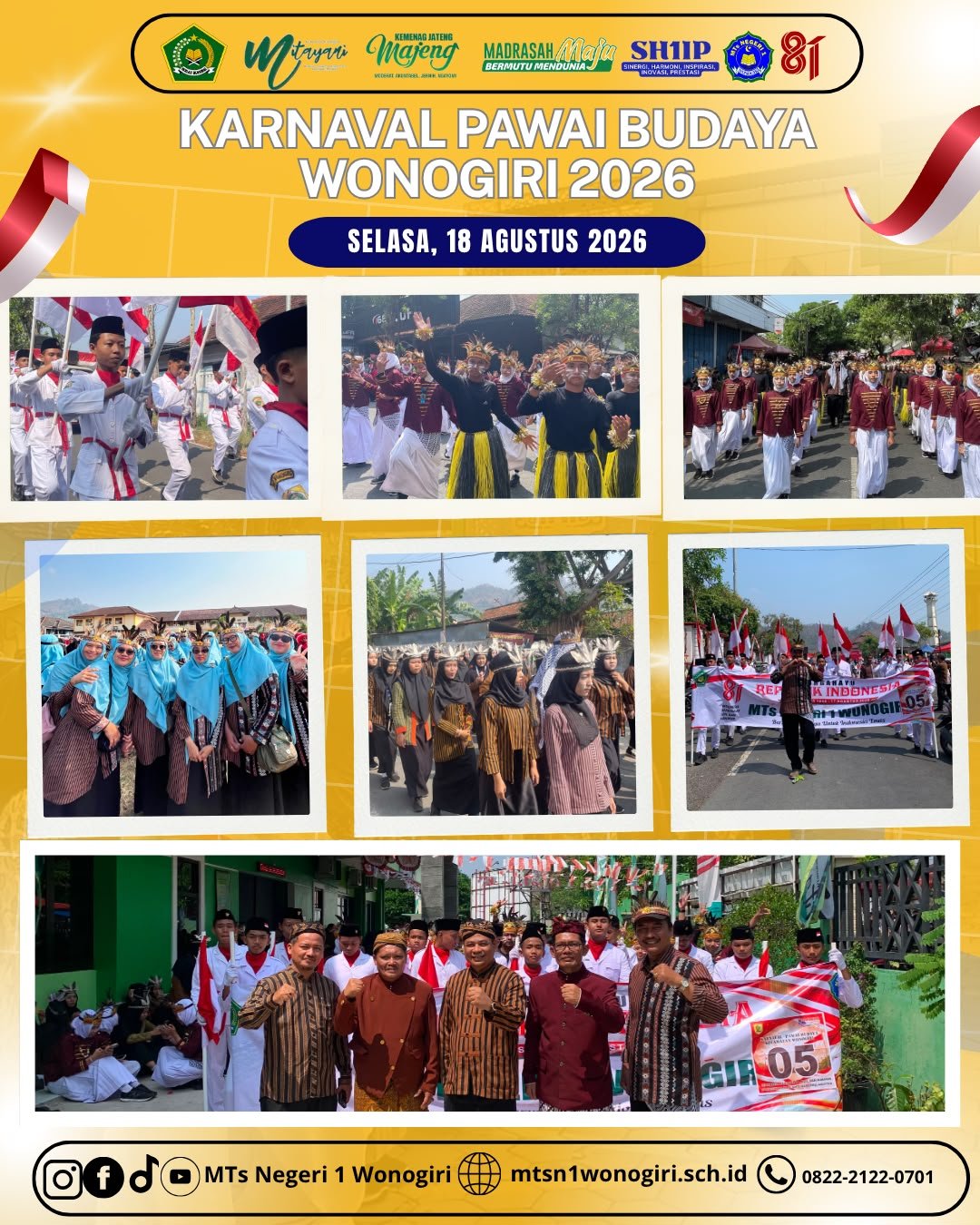 Batik Lurik Menyatukan Langkah, MTsN 1 Wonogiri Semarakkan Pawai Budaya 2026