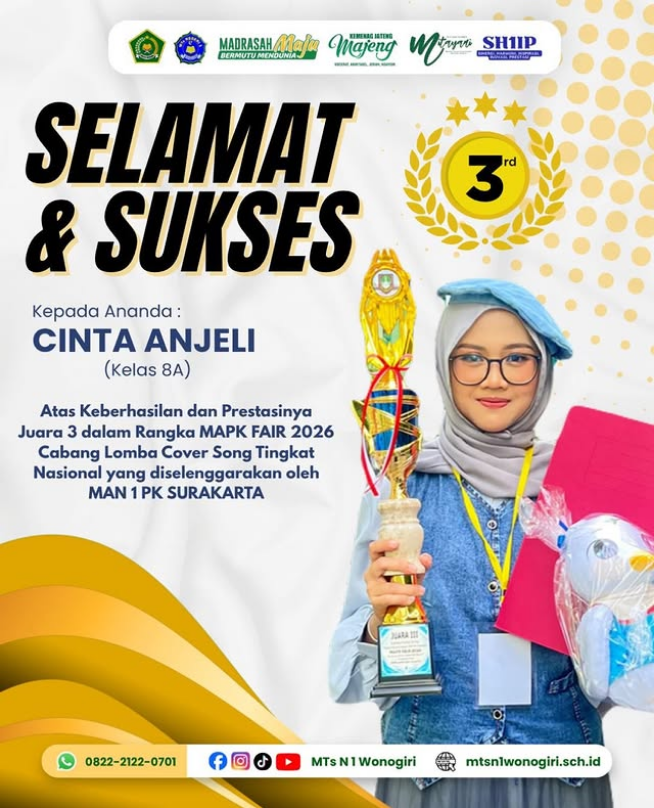 🏆 Harumkan Nama Sekolah, Cinta Anjeli Raih Juara 3 MAPK Fair 2026!