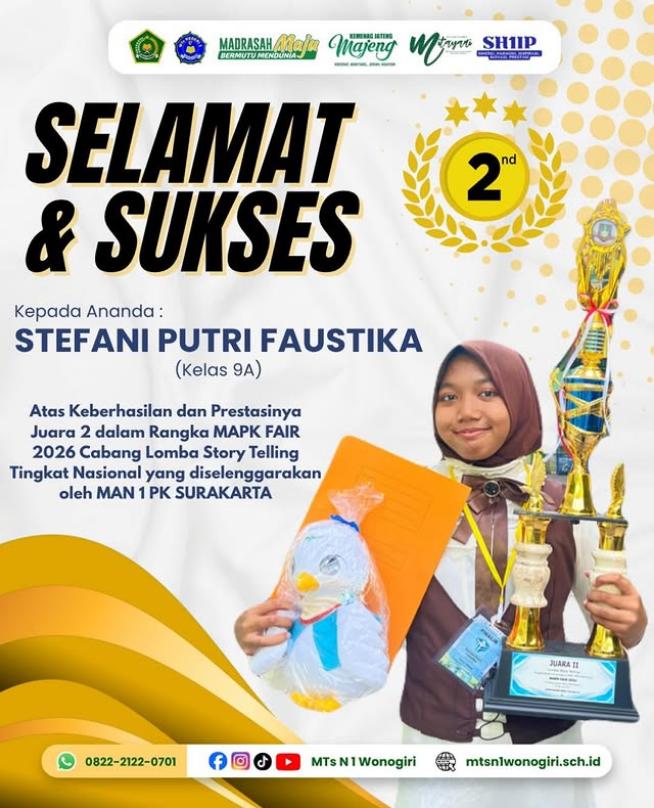 🏆 Stefani Putri Faustika Raih Juara 2 Lomba Storytelling Tingkat Nasional, Harumkan Nama MAN 1 PK Surakarta