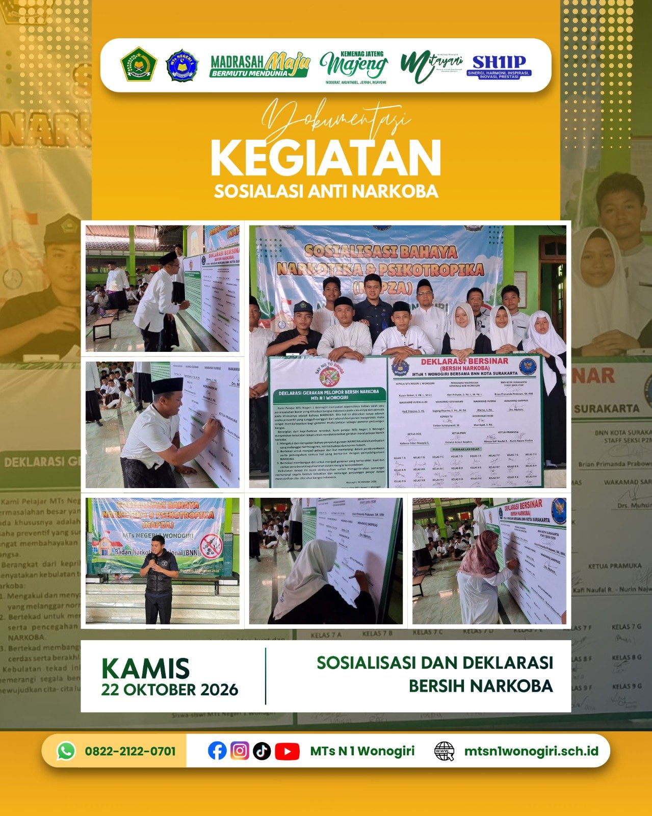 MTsN 1 Wonogiri Tegaskan Komitmen Wujudkan Madrasah Bersih Narkoba
