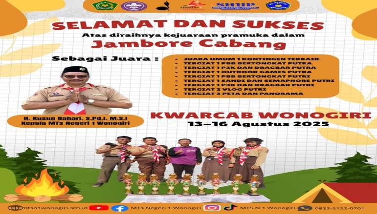 Dari Disiplin Hingga Kerja Sama,  MTsN 1 Wonogiri Raih Juara Umum Jambore