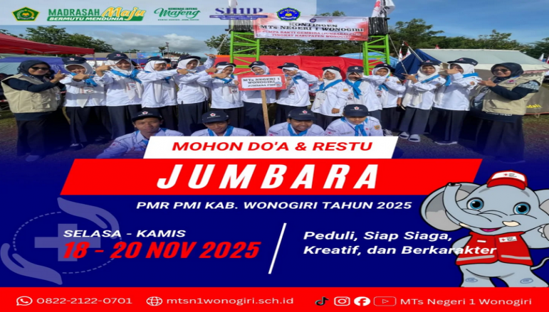 MTsN 1 Wonogiri dengan bangga mengikuti Lomba Jumbara PMR PMI Wonogiri Tahun 2025