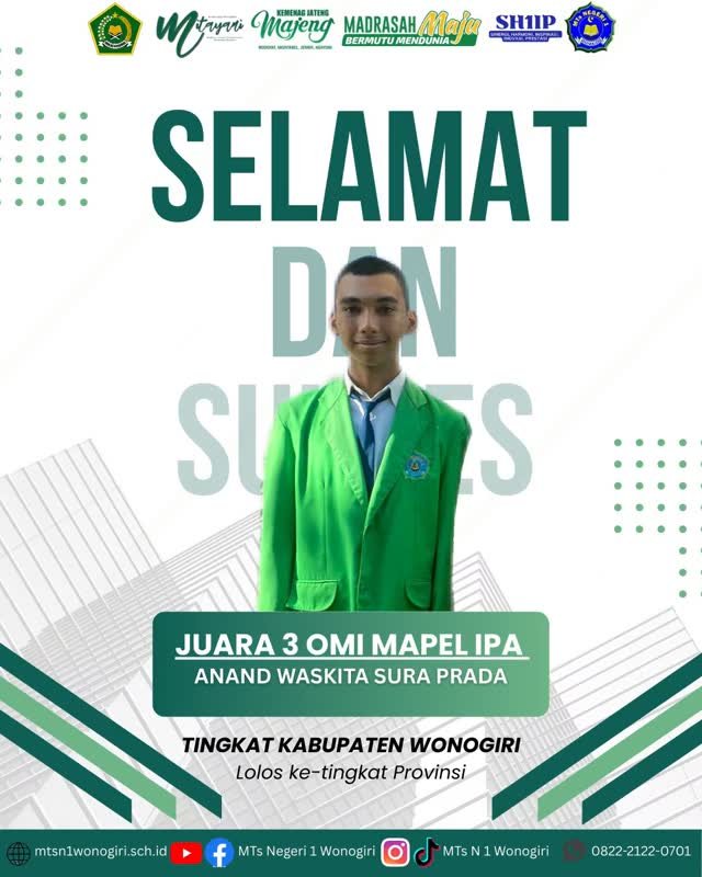 Juara 3 OMI Mapel IPA Tingkat Kabupaten Wonogiri